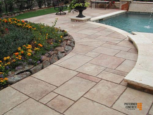 Yorkstone, hand chiseled joints, bond flashed with sand color, buckskin release